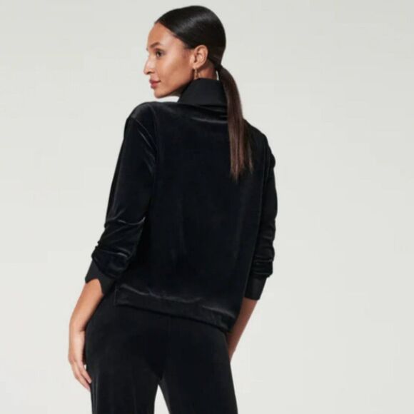 SPANX Velvet Half Zip Very Black Size M - Picture 2 of 13